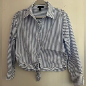 Aqua Tie Hem Shirt